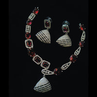 FS Collection Premium American Diamond Statement Necklace Set