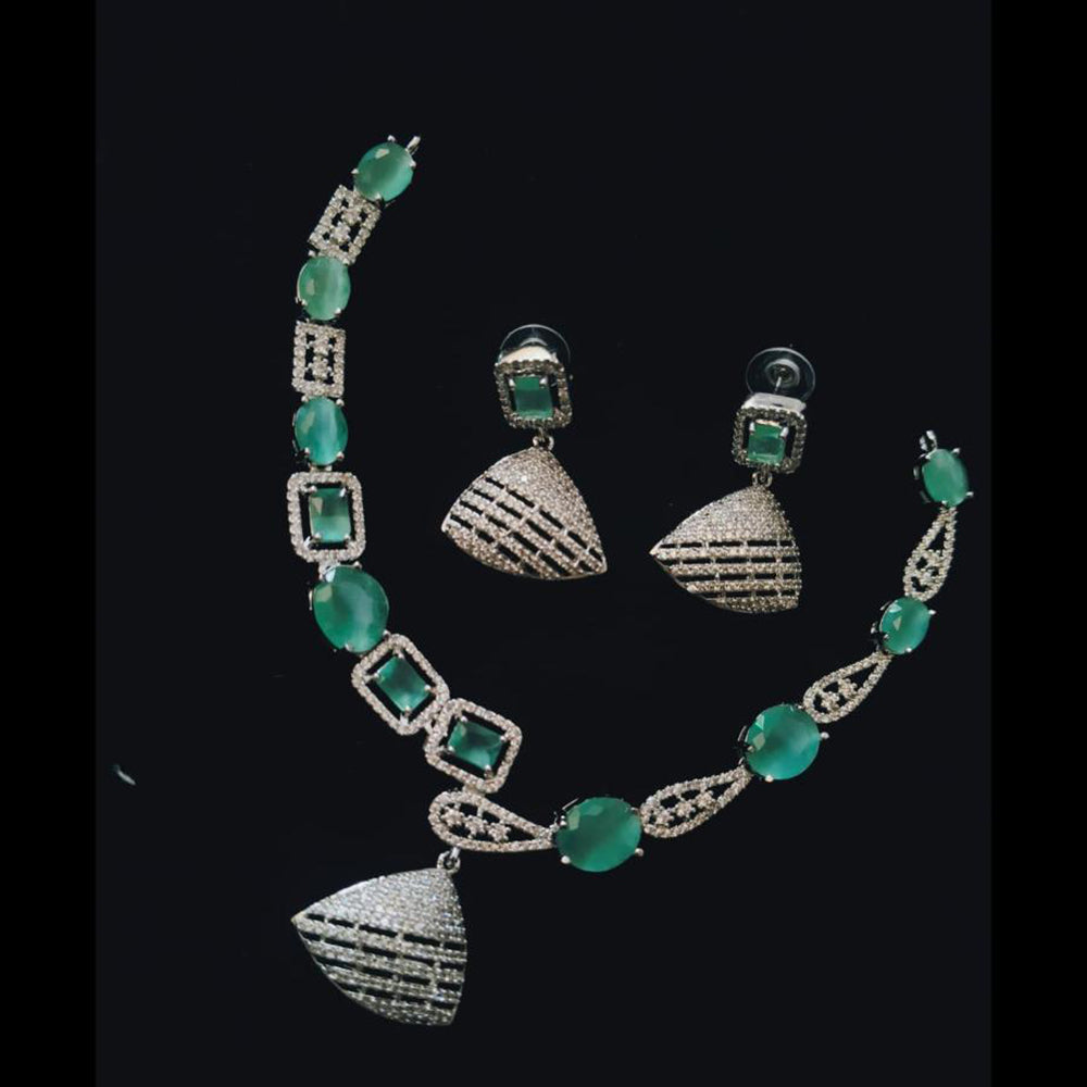 FS Collection Premium American Diamond Statement Necklace Set