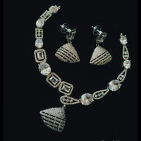 FS Collection Premium American Diamond Statement Necklace Set