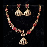 FS Collection Premium American Diamond Statement Necklace Set