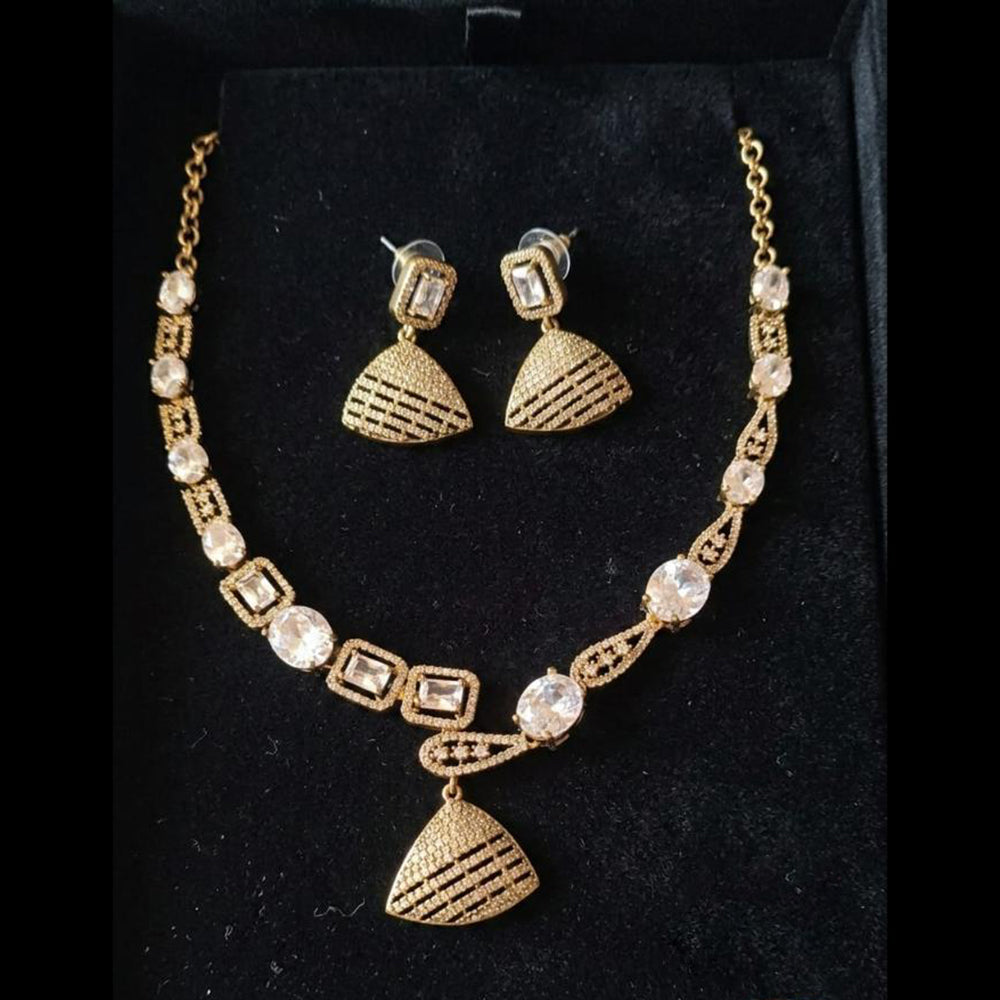 FS Collection Premium American Diamond Statement Necklace Set