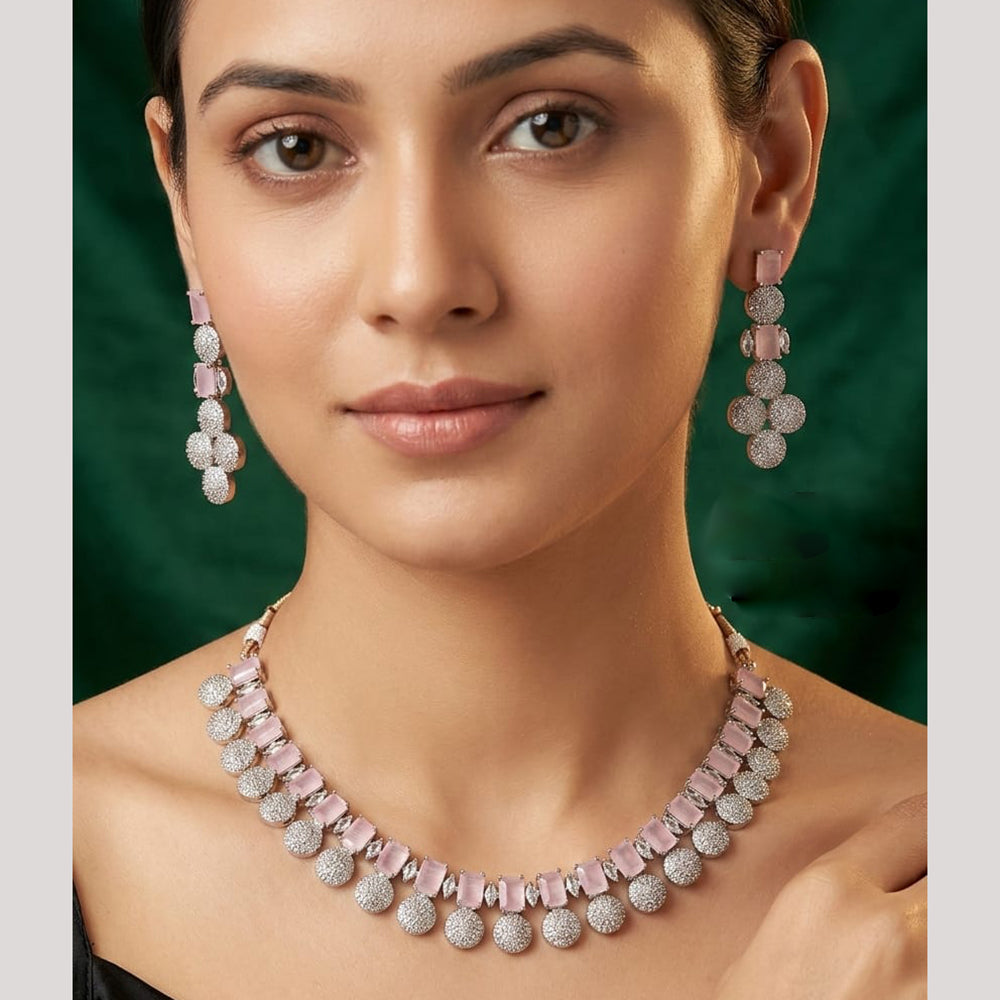 FS Collection Premium American Diamond Statement Necklace Set