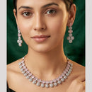 FS Collection Premium American Diamond Statement Necklace Set