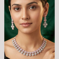 FS Collection Premium American Diamond Statement Necklace Set