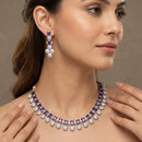 FS Collection Premium American Diamond Statement Necklace Set