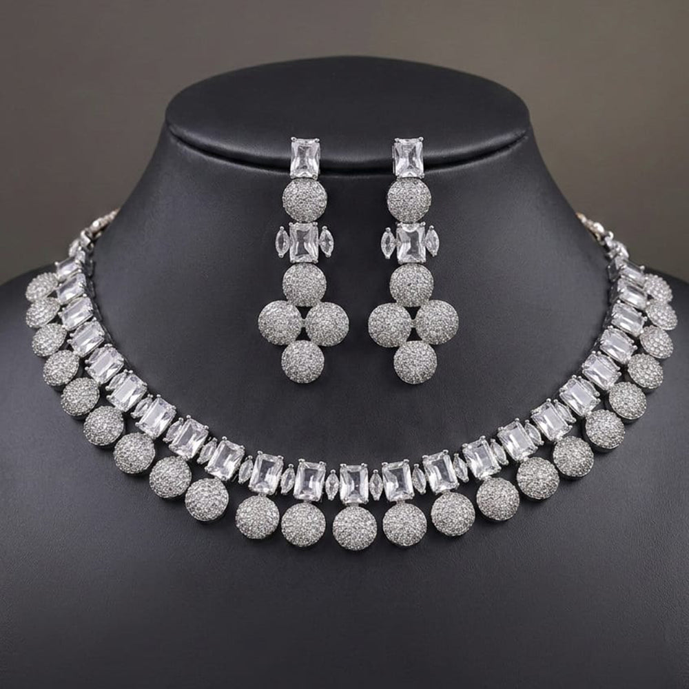 FS Collection Premium American Diamond Statement Necklace Set