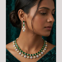 FS Collection Premium American Diamond Statement Necklace Set