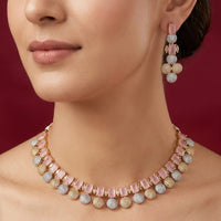 FS Collection Premium American Diamond Statement Necklace Set