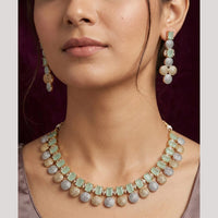 FS Collection Premium American Diamond Statement Necklace Set