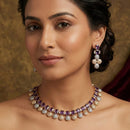 FS Collection Premium American Diamond Statement Necklace Set