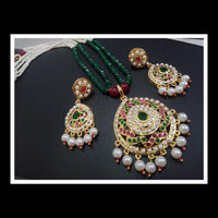 FS Collection Royal Look Pota Stone And Pearl Long Necklace Set