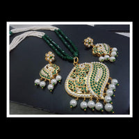 FS Collection Royal Look Pota Stone And Pearl Long Necklace Set 