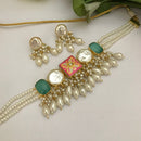 FS Collection Heritage Style Crystal Stone And Mother Of Pearl Choker Necklace Set