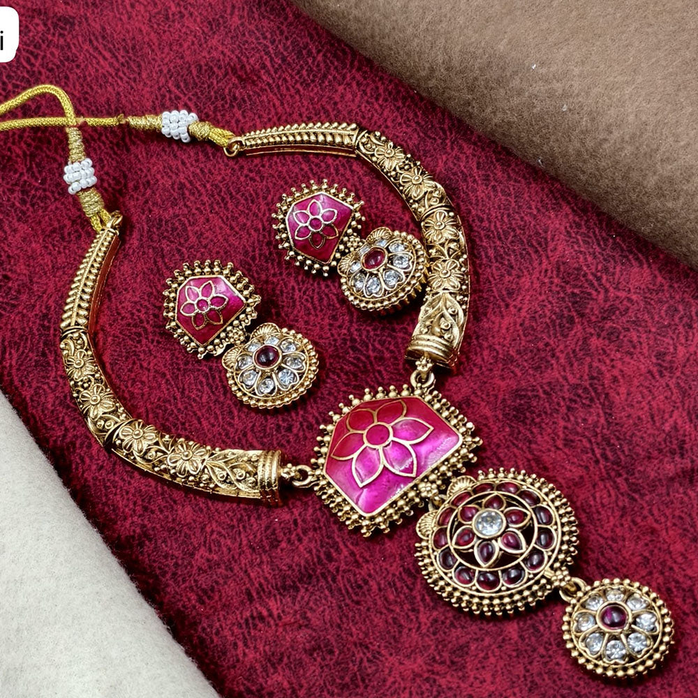 FS Collection Royal Look Pota Stone Necklace Set