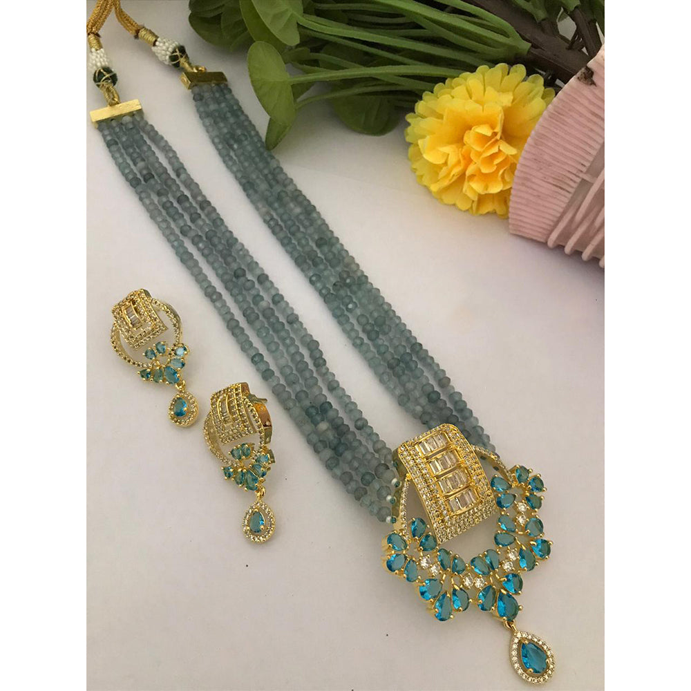 FS Collection Premium American Diamond Statement Long Necklace Set