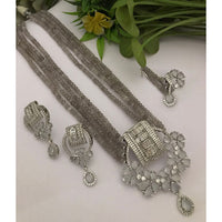 FS Collection Premium American Diamond Statement Long Necklace Set