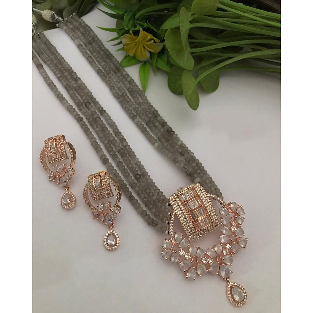 FS Collection Premium American Diamond Statement Long Necklace Set