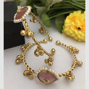 FS Collection Designer Royal Elegance Pota Stone Pearl Ghungroo Adjustable Bangles Set