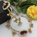 FS Collection Designer Royal Elegance Pota Stone Pearl Ghungroo Adjustable Bangles Set