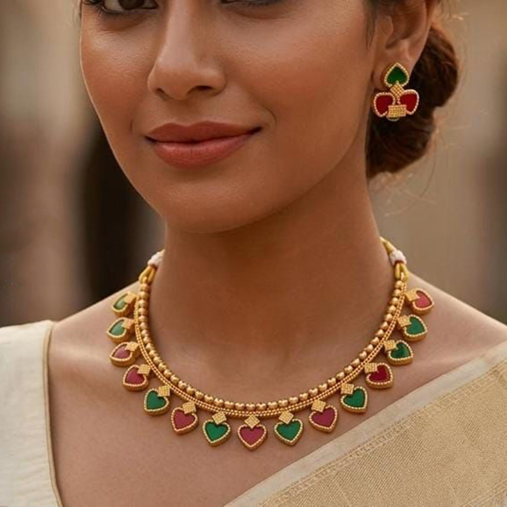 FS Collection Ethnic Design Pota Stone Necklace Set