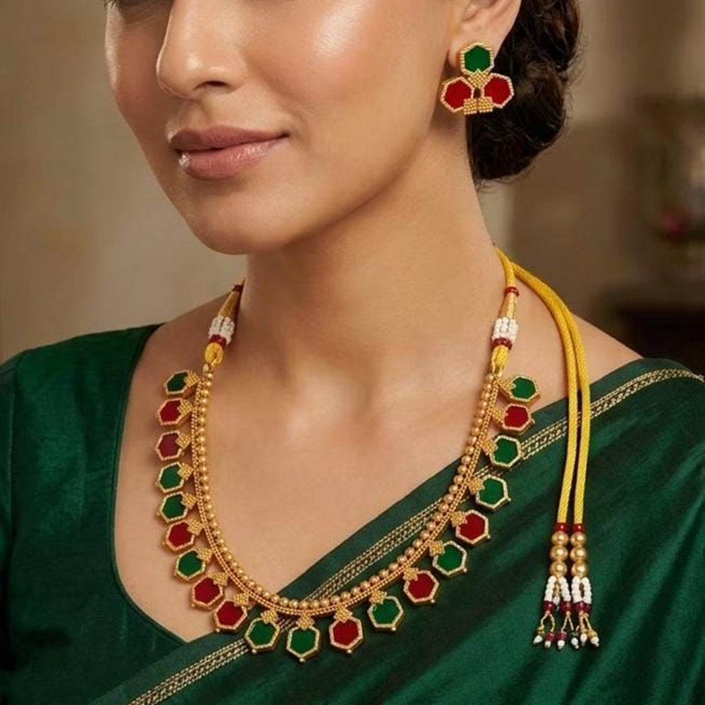 FS Collection Ethnic Design Pota Stone Necklace Set