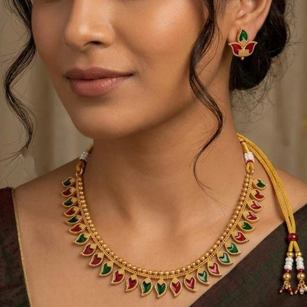 FS Collection Ethnic Design Pota Stone Necklace Set