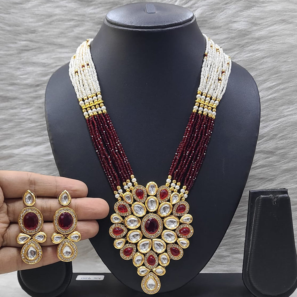 FS Collection Ethnic Design Pota Stone And Pearl Necklace Set