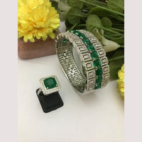 FS Collection Elegant American Diamond Bracelet And Ring Matching Combo Set 