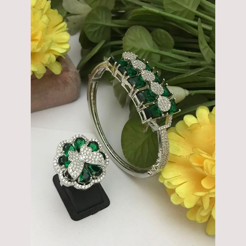 FS Collection Elegant American Diamond Bracelet And Ring Matching Combo Set 