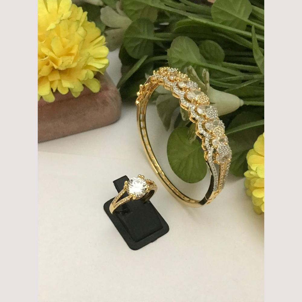 FS Collection Elegant American Diamond Bracelet And Ring Matching Combo Set 