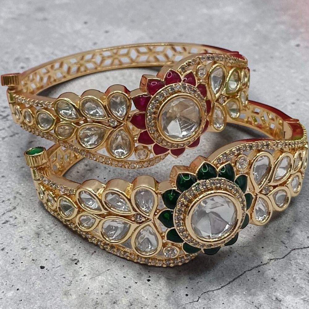 FS Collection Designer Polki Kundan Openable Kada Bracelet