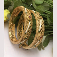 FS Collection Heritage Style Pota Stone And Pearl Bangles Set