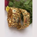 FS Collection Heritage Style Pota Stone And Meenakari Openable Bangles Set