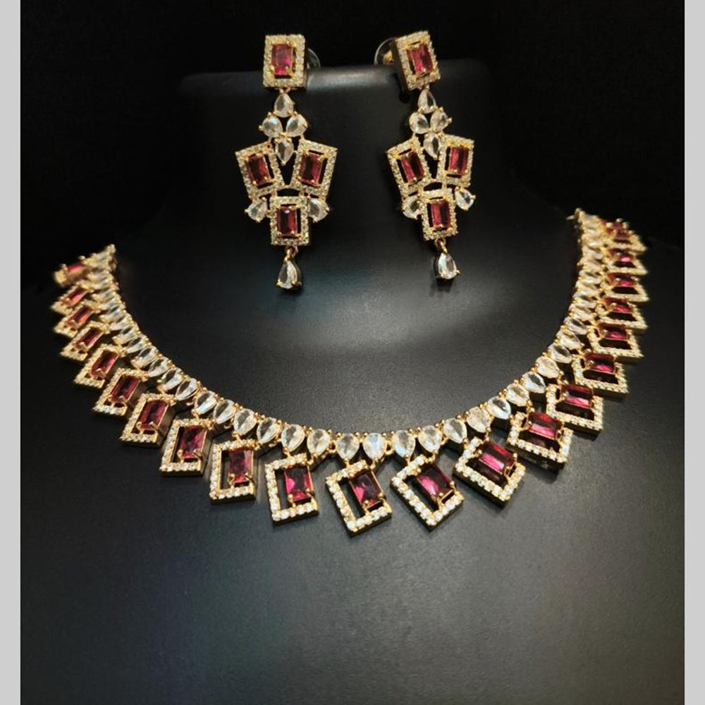 FS Collection Premium American Diamond Statement Necklace Set