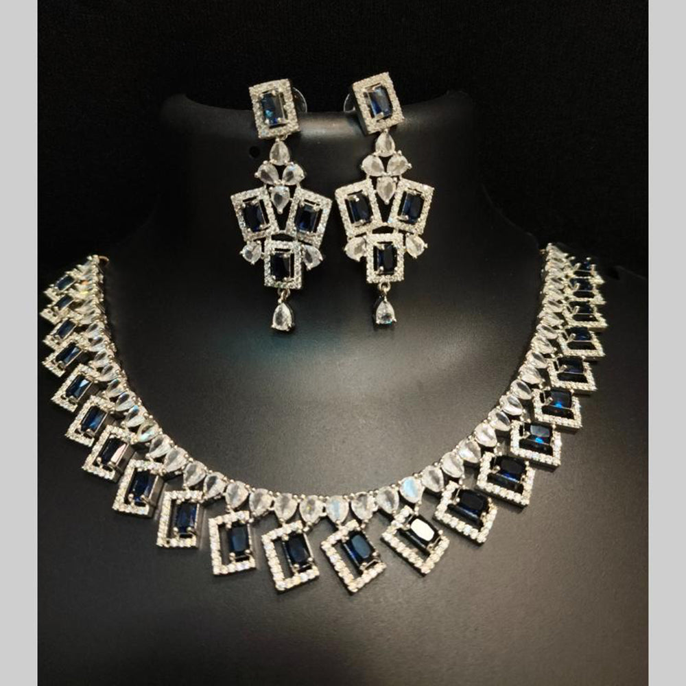 FS Collection Premium American Diamond Statement Necklace Set