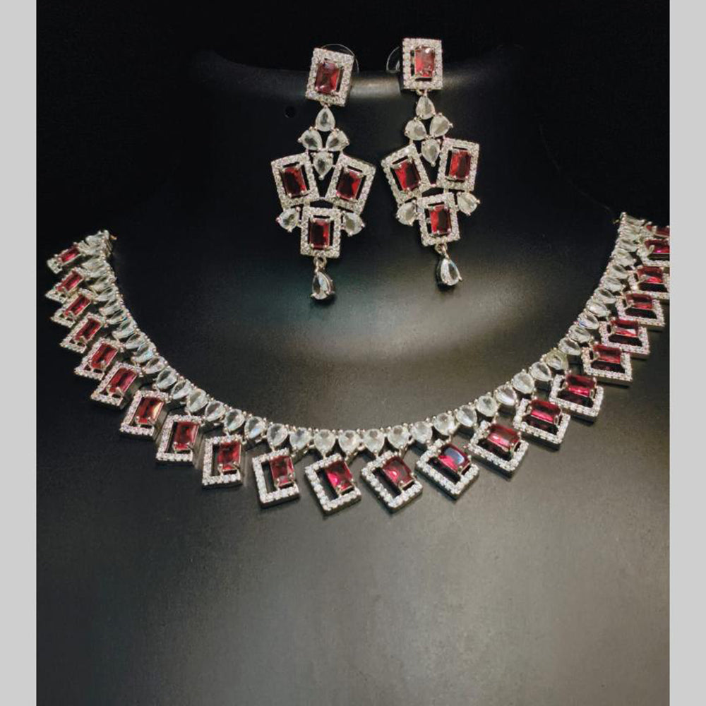 FS Collection Premium American Diamond Statement Necklace Set