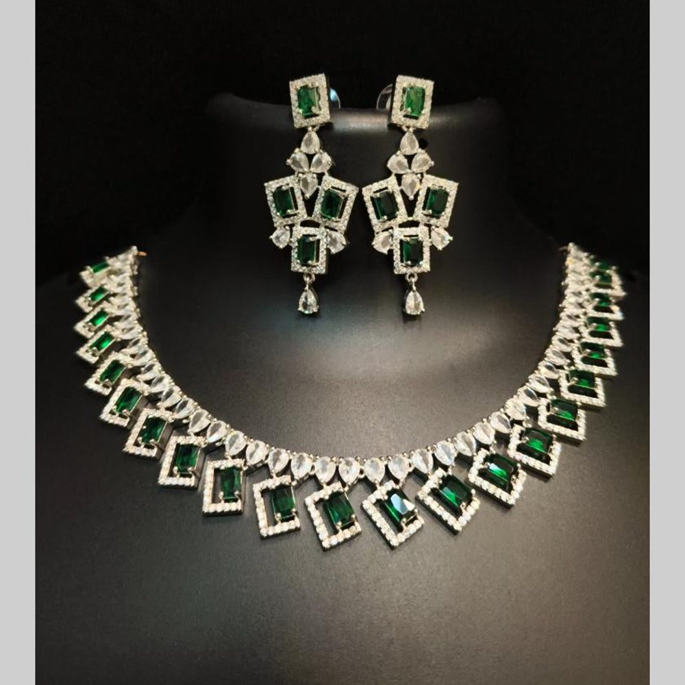 FS Collection Premium American Diamond Statement Necklace Set