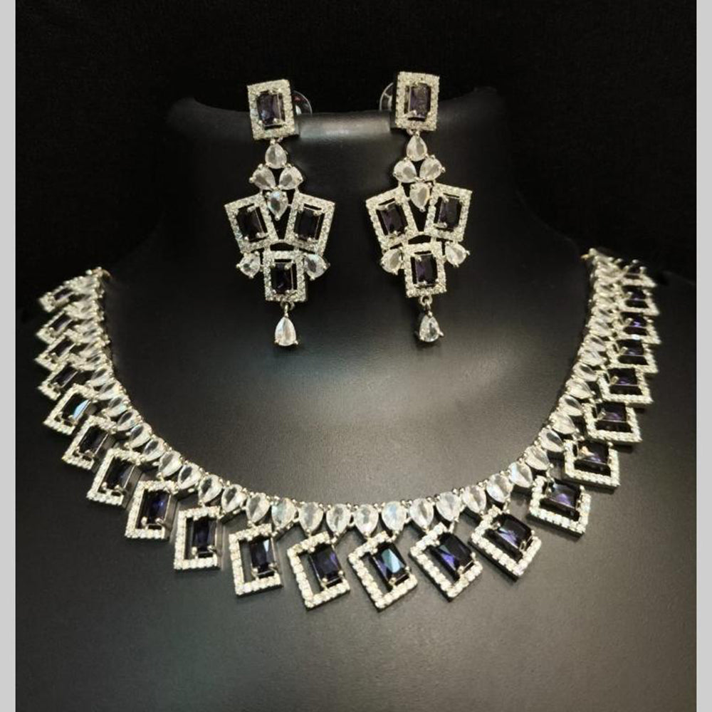 FS Collection Premium American Diamond Statement Necklace Set