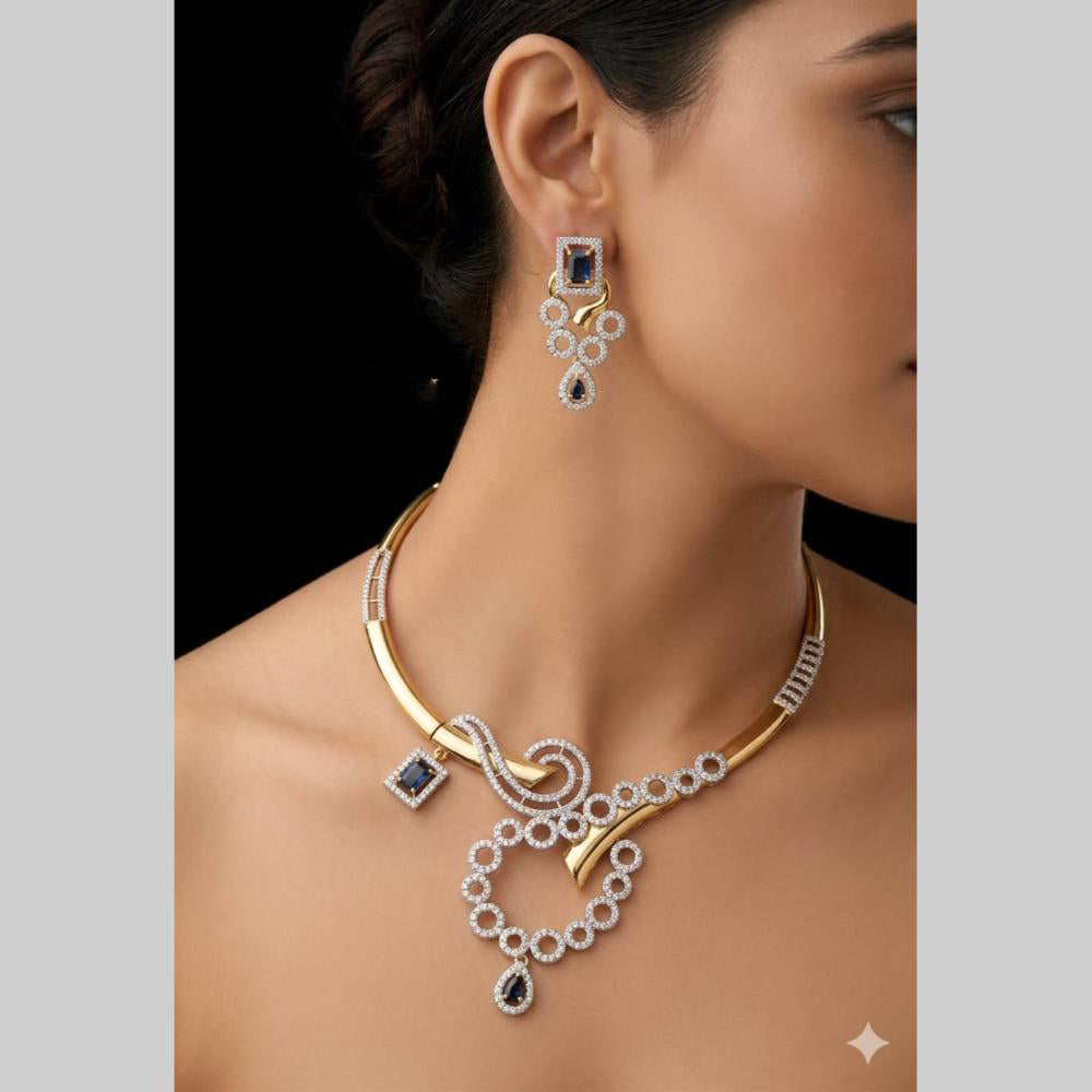 FS Collection Premium American Diamond Statement Necklace Set