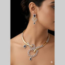 FS Collection Premium American Diamond Statement Necklace Set