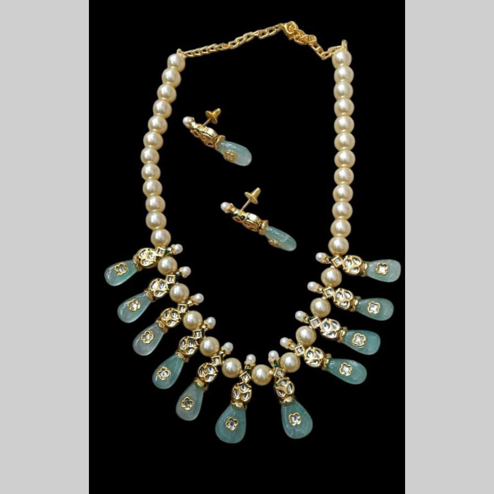 FS Collection Luxury Kundan Stone And Beads Necklace Set