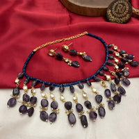 FS Collection Luxury Kundan Stone And Beads Necklace Set