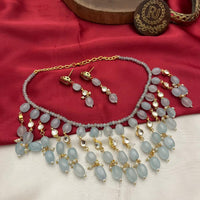 FS Collection Luxury Kundan Stone And Beads Necklace Set