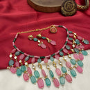 FS Collection Luxury Kundan Stone And Beads Necklace Set