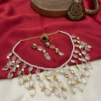 FS Collection Luxury Kundan Stone And Beads Necklace Set
