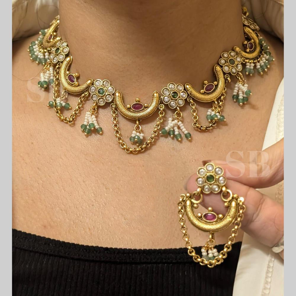 FS Collection Traditional Pota Stone And Pearl Necklace Set