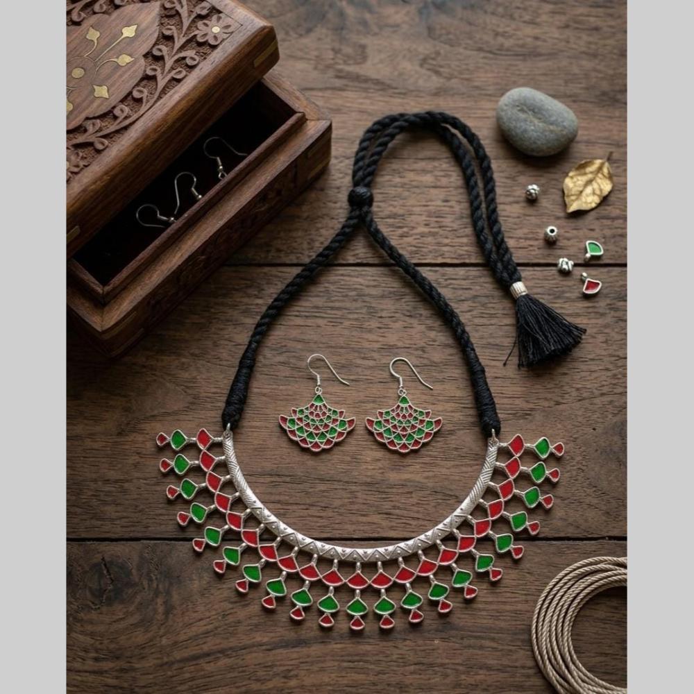 FS Collection Boho Oxidised Necklace Set