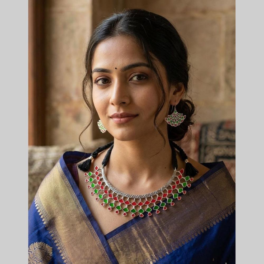 FS Collection Boho Oxidised Necklace Set