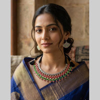 FS Collection Boho Oxidised Necklace Set