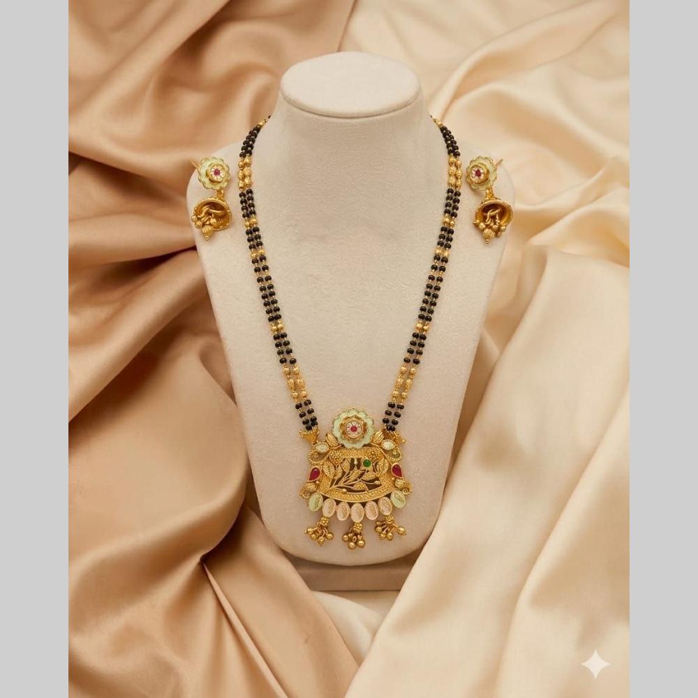 FS Collection Modern Ethnic Pota Stone And Meenakari Mangalsutra